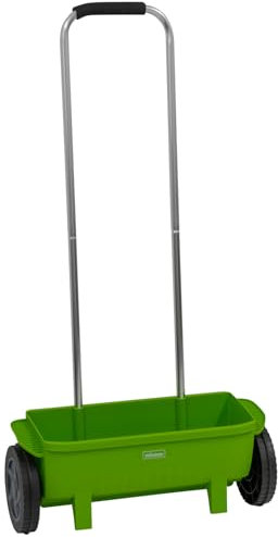 Woodside 10 Litre Lawn & Grass Seed Spreader for Granular Fertiliser and Lawn Treatments, Adjustable Flow Rate, 110cm Handle Height
