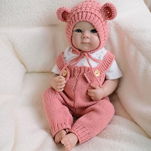 Anano Muñecas Reborn Realistas De 18 Pulgadas, Muñecas Bebe Reborn Niña 45Cm, Cuerpo Completo De Vinilo De Silicona con Ojos Azules Abiertos, Muñecas De Recién Nacido