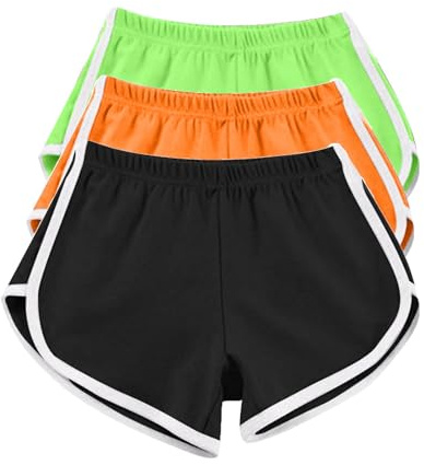 AMDOLE Lot de 3 shorts de course à pied en coton pour femme - Pantalon chaud d'été pour femme, entraînement, gym, sport, yoga, jogging, plage, maillot de bain - Taille élastique, jaune, XXL