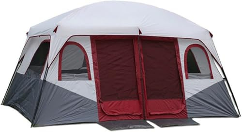 Tienda de campaña para 8-12 Personas con 2 dormitorios, Resistente al Viento y al Agua, Grande, con Lona para el Suelo, 430 x 305 x 203 cm, portátil para Acampar en Familia Red,4.3 * 3 * 2m