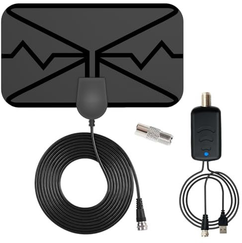 liuchanghe Antena de TV Interior, Freeview Antena HDTV Digital con Amplificador y Cable Coaxial para Canales Locales, para 1080P 4K Canales de TV Gratis DTMB VHF UHF DVB-T2 DVB-T TDT