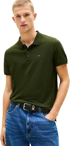 Tommy Jeans Uomo Maglietta Polo Maniche Corte Slim Placket Slim Fit, Verde (Kingston Green), L