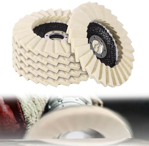 6 Stück Polierscheibe 125mm, Wollfilz Polierscheibe, Filz Polierscheibe für Winkelschleifer, Filz Polierfächerscheibe Zum Schleifen und Polieren von Lack, Edelstahl, Holz und Kunststoff