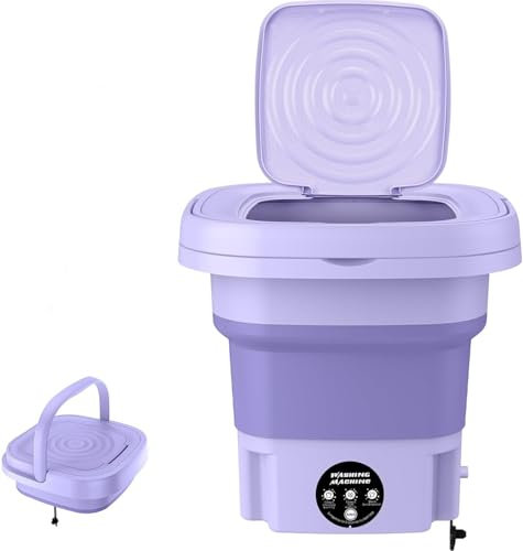 Wandefol Machine à Laver Portable, Machine à Laver Pliable 9L, Mini Laveuse et Essoreuse, Petite Laveuse pour Chaussettes, Sous-vêtements ou Petits Articles, pour Camping, Camping-car, Voyage