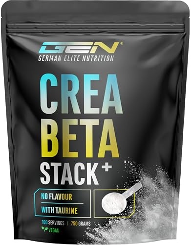 Creatin Beta Alanin Stack - polvo de 750 g - creatina monohidrato + beta alanina + L-taurina - creatina micronizada premium - dosis óptima, vegano