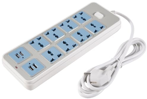 Wadakada Multipresa con 4 Prese USB, Potenza 3000 W, 8 Prese Universali, di Alimentazione da 6,5 ​​Piedi, Spina Europea