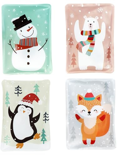 Handwärmer Weihnachten, 4er Set Taschenwärmer Weihnachten Kinder Wiederverwendbar, Taschenwärmer Knicken, Handwärmer Klein Knicken, Wärmepads Fingerwärmer für Kalte Tage und Unterwegs