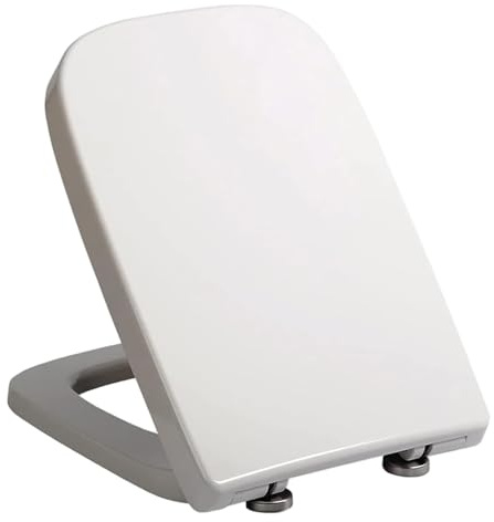 SHITOOMFE Toilet Seat, Square Toilet Seat, 18x14 Inch Plastic Soft Close Lid, Heavy Duty Home Essentials for Bathroom, Lid