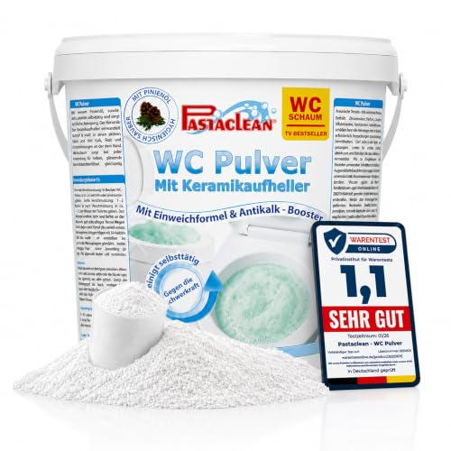 PASTACLEAN WC Schaum 1 kg – WC Reiniger mit Aktivschaum gegen Kalk & Urinstein, Extra starke Reinigung bis unter den Rand, mit Keramikaufheller - Made in Germany
