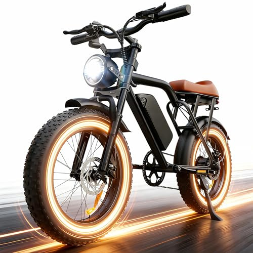 RKJ Electric Bike for Adults, 2200W, 35MPH, 75 Miles, 48V 15.6AH Removable Battery, 7-Speed, 3 Modes, Full Suspension, Dual Disc Brakes, 20 All-Terrain Fat Tires, UL 2849 Certified E Bike (Black)