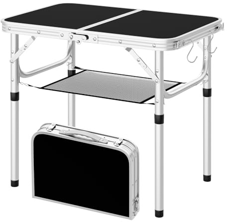 WOLTU Folding Table Height Adjustable 25/36/50/60 cm, Black