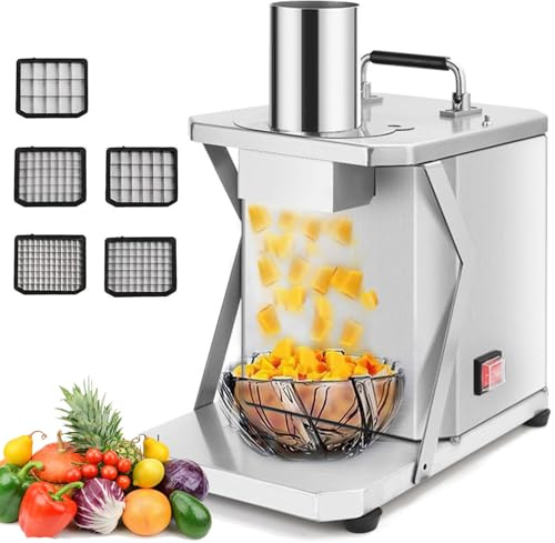 Tagliaverdure Professionale - Macchina Automatica Per Il Taglio A Cubetti Di Patate, Cipolle E Carote Tritaverdure Elettrica Per A Frutta In Acciaio Inossidabile