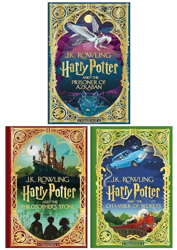 Harry Potter MinaLima Edition 3 Books Collection Set (Harry Potter and the Philosopher’s Stone, Harry Potter and the Chamber of Secrets & Harry Potter and the Prisoner of Azkaban)
