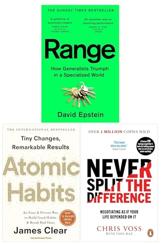 Range, Never Split the Difference and Atomic Habits 3 Books Set