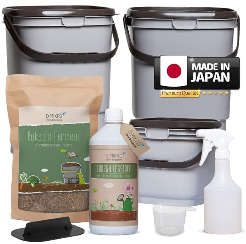 Seaux Bokashi - Kit de démarrage avec1 L EM aktiv + 1 kg de ferment Bokashi + brochure Bokashi