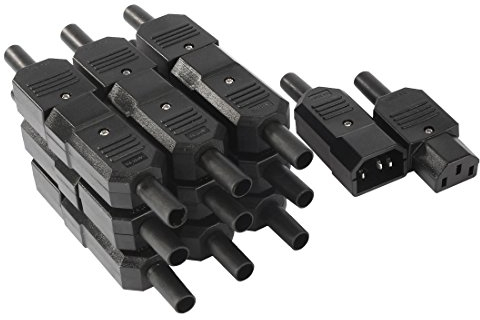 sourcing map 10 Pares CA 250V 10A IEC320 C14 C13 3 Clavijas Enchufe Macho Hembra Conector Adaptador Montaje en Panel Recableable