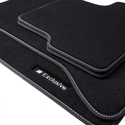 teileplus24 BAX-048 Exclusive Sport Fußmatten kompatibel mit Mercedes C-Klasse W205 / S205 2014-2021, Naht:Silber