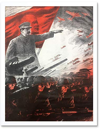 Fine Art Prints Gumbertovich War WWII UdSSR For Motherland Stalin Lenin Kunstdruck, gerahmtes Poster, Wanddekoration, 30,5 x 40,6 cm