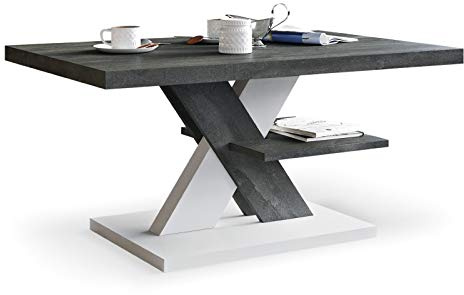 Viosimc Table Basse de Salon Acier et Blanche, Meubles de Salon Modernes, Table Centrale et élégante avec Un plateaupour Le thé et Le café. Un ajout élégant à n'importe Quel Salon