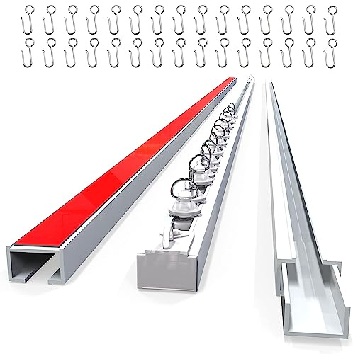 UrbanRed Self Adhesive Curtain Track (3 Meter, 9.8 ft) for Smooth Ceiling or Wall - No Drill, Screws, Ceiling Curtain Track, Curtains Rod, Ceiling Mount, Adhesive Curtains Rod (Non-Flexible)