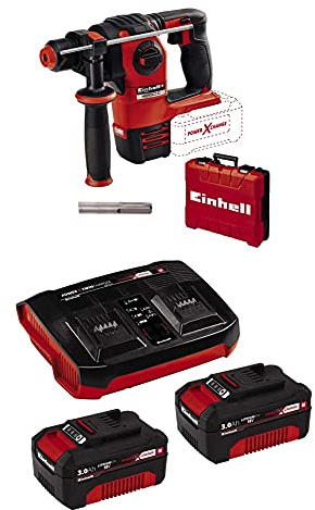 Einhell Akku-Bohrhammer HEROCCO 18/20 Power X-Change (Li-Ion, Bohren/Hammerbohren/Meißeln mit/ohne Fixierung, 2.2 J, bürstenloser Motor, SDS+, inkl. E-Box, 2x 3,0 Akku und Twincharger)