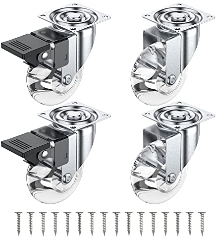 Rollen für Möbel Klein - 4x 35mm Möbelrollen Schwerlast, 2pcs mit Bremse, 2pcs ohne Bremse, 360° Glattes Drehen, 120kg Gesamtlast, Transparent