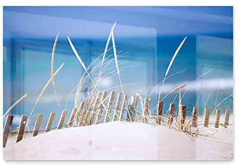 BilderKing Wunderschönes Deko Wand-Bild Dünen & Strand 50x50cm klein. Modernes quadratisches 5mm Acrylglasbild Foto-Motiv Nordsee Ostsee, für Bad, Küche, Wohnzimmer, Esszimmer. Inkl. Befestigung