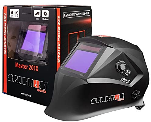 SPARTUS Master 201X Schweißhelm Lichtbogenschweißhelm MMA, Wig, MIG/MAG Schleifen DIN 4/9-13 Automatikfilter der höchsten Klasse UV/IR-Schutz Sensoren Weites Sichtfeld