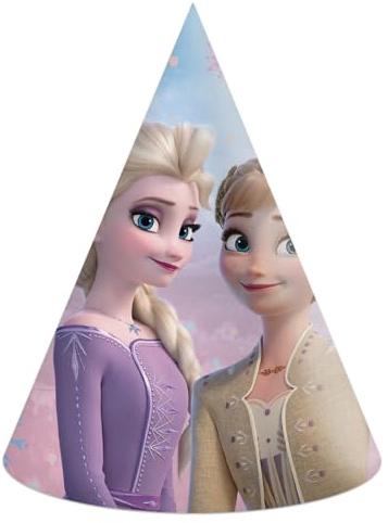 Procos - Disney Frozen II Wind Spirit Cone Party Caps aus FSC Papier, 6 Stück, mehrfarbig, 94058