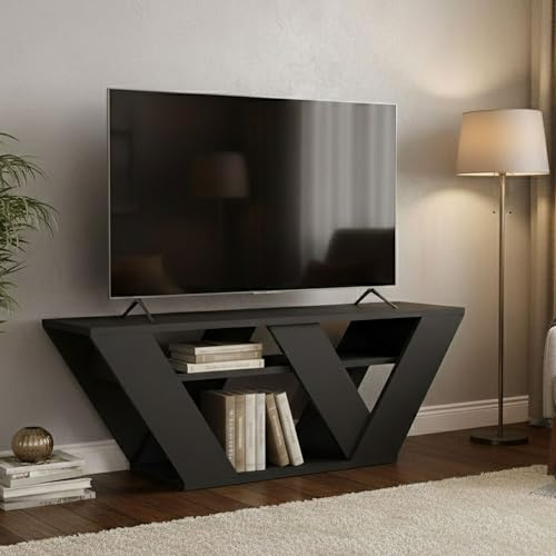 Dmora - Mobile porta TV Pegasus, Credenza da soggiorno, Armadio basso per TV, Base parete attrezzata, 110x30h40 cm, Antracite