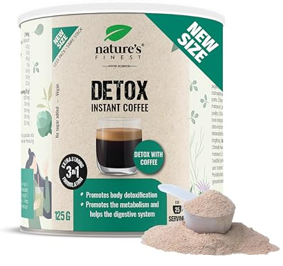 Nature's Finest Detox Coffee, Instant-Kaffee 125 g | Instant-Kaffee (20 % Arabica) mit Chlorella, Mariendistel- & Artischockenextrakt - vegan, schnell aufgegossen