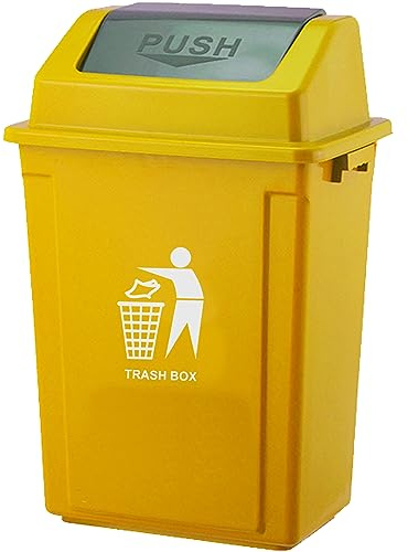40L Swing Trash Bin Large Plastic Recycling Rubbish Waste Dustbin Home Kitchen Office Indoor Outdoor Rubbish and Waste Bin Waste Trash Black | Grey | Red| Yellow | Green | Blue (40 Litre Yellow)