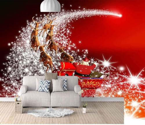 3D Fototapete Hintergrund Rot Weihnachten 3D Papier Wand unten TV 3D Fototapete Kingdom Adult Child Poster Wall Pos Wanddekoration fototapete 3D Tapete effekt Vlies wandbild Schlafzimmer-150cm×105cm