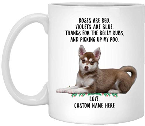 Kaffeebecher Spruch Für Haustierliebhaber Alaskan Klee Kai Brown Personalisierter Name Rosen Sind Rot Veilchen Sind Blau Hund Weiß Keramik-Tasse Lustig Kaffeetasse Premium Bürotasse Für 330Ml