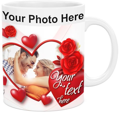 lepni.me Taza Personalizada con Su Propio Nombre, Foto Texto o Inicial | Taza de Cerámica para Café té Regalo de Cumpleaños con Corazón