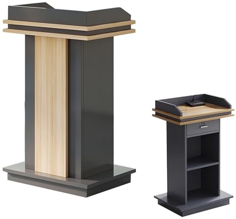 asdchZen Bodenstehender Podium-Holzständer, Büro-Rednerpult, Podium, Empfangstheke Mit Stauraum, Hostessenständer, Kanzeln Für Kirche, Klassenzimmer, Schule (Mit Schublade)