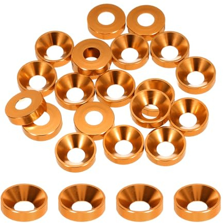 QUARKZMAN Arandelas Cónicas Avellanadas M5 Agujero Diámetro 5.1mm Arandelas de Cabeza Cónica de Aluminio para Tornillos RC/FPV/PC/Dron Modelos Paquete de 20 (Naranja)