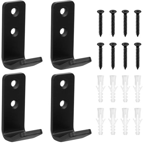 SZZHIYONG 4 Pièces Crochet Mural Garage, Crochets Muraux Robustes, Crochets de Rangement en J pour Garage, Crochet Mural a Visser Noirs, Support Mural pour Suspendre Outils Objets Encombrants