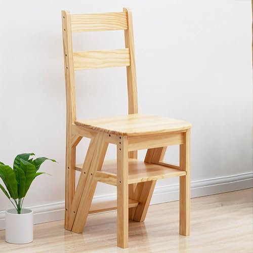Vintage Wooden Folding Step Stool for Kitchen Library Chair Ladder Portable and Multifunctional Step Stool for Home and Office Use