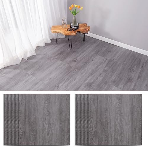 Pavimenti in vinile autoadesivi per pavimenti in PVC, per piastrelle, per cucina, soggiorno e bagno, 30 x 30 cm, 24 pezzi (grigio scuro)