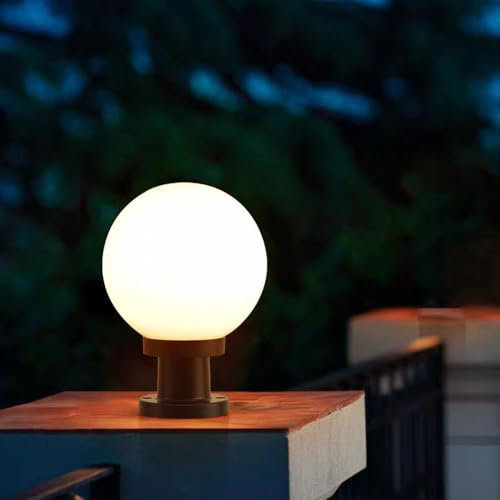 Mengjay Moderno Farolas Exterior Jardín E27 - Lámpara de Columna Acrílico, Impermeable de Sobremuro, Negro Farol de Pie Para Terraza Patio (15cm)