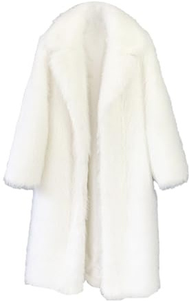 ZhuiKun Cappotto Lungo da Donna con colletto Giacca Caldo Inverno Cappotto in Pelliccia Sintetica con tasche - Bianco, XL