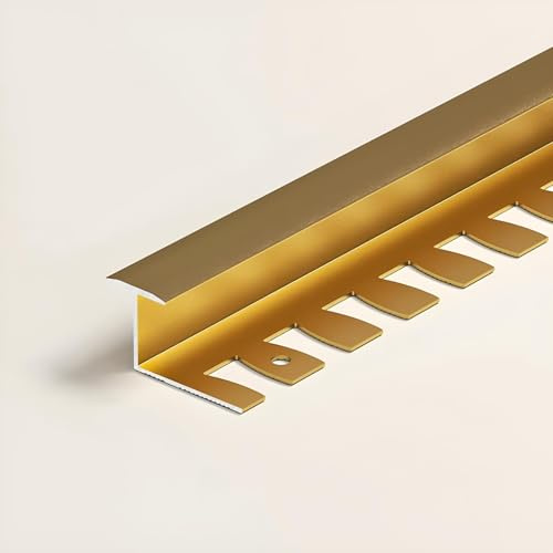 Raouoae Hochwertiges Biegbares Abschlussprofil Metallprofil Eloxiertem Aluminium 135cm 2 Stück Biegbares Profil Ideal Für Badezimmer Und Küchen(Gold,T-TYP_HOCH: 15.5MM)
