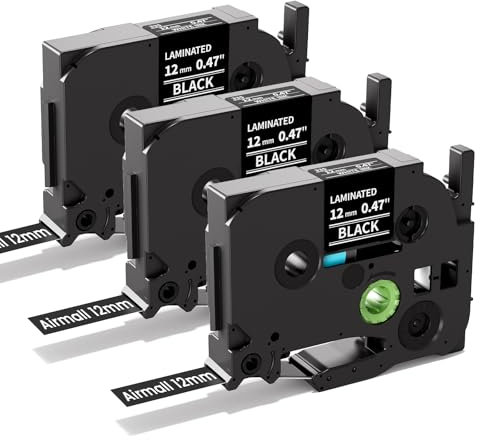 TZe-335 für Brother P Touch Schriftband 12mm TZ Band, Kompatibel mit TZ-335 Schwarz Schriftband, für PT-H100LB H100R H110 D210 H105 H107 H101C D200 D400 E110 Würfel, 3er Pack