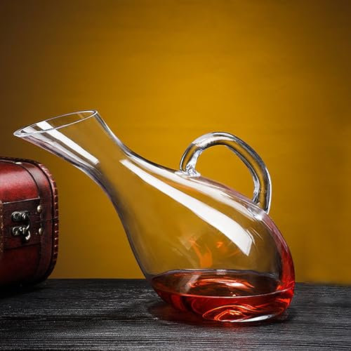 YEKUYEKU Décanteur de vin rouge, aérateur de carafe en verre, carafe à vin cristal 100 % sans plomb, aérateur de vin unique et accessoire pour les amateurs de vin (1,7 l)