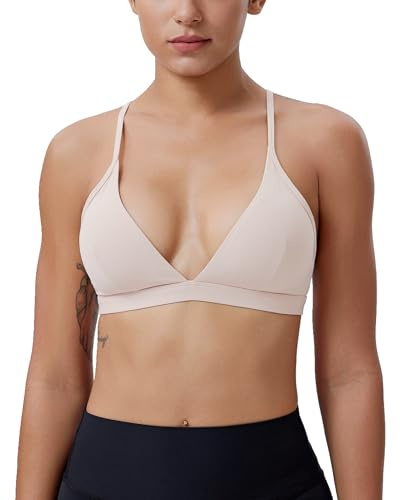 MsAnya Women's Triangle Bralette Plunge Unlined Seamless Bra No Underwire Sexy Comfortable Everyday V Neck Wireless Nude