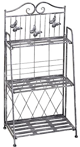 Outsunny Estantería para Plantas Plegable Soporte para Plantas de 3 Niveles con Estructura de Metal Soporte para Macetas para Interior y Exterior Gris Plateado