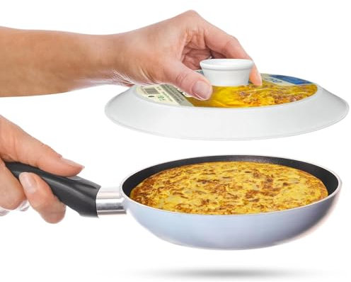 CHEFZOCO Tapa Volteadora de Tortillas, Tapadera sarten Tortillas, Tapa volteatortillas, tapa tortillas con Mango ergonómico, Plástico, Apta para sartenes o platos 29 cm