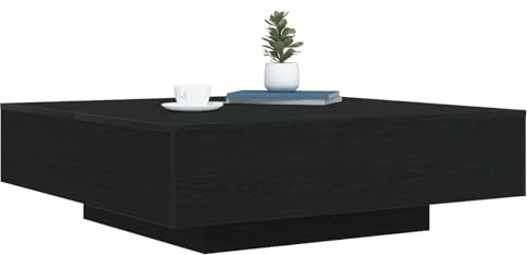 vidaXL Kaffeebord Svart Ek 100 x 100 x 31 cm Konstruerat trä, Modernt kaffebord, stilren vardagsrumsinredning, LED-lampa, multifunktionell inomhusmöbel, elegant mittpunkt