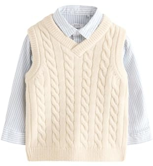 NEXT Niños Conjunto de Camisa y Chaleco de Punto Ecru Cream 18 Meses-24 Meses